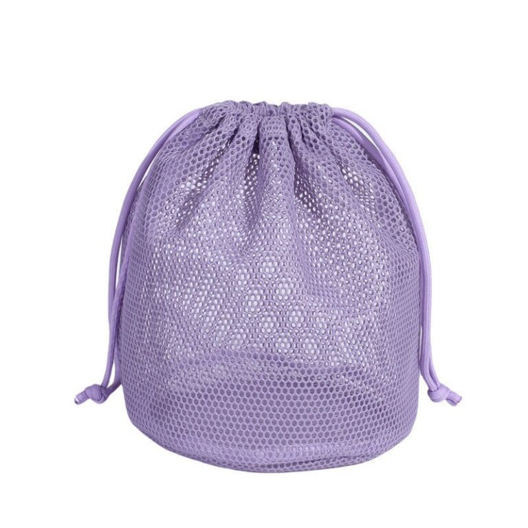 Multi-color mesh drawstring bags for toy and sports gear storage